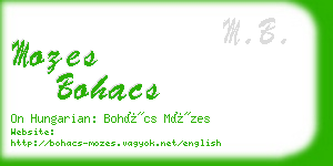 mozes bohacs business card